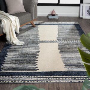 LUXE WEAVERS Moroccan Geometric Navy 6x9 Area Rug