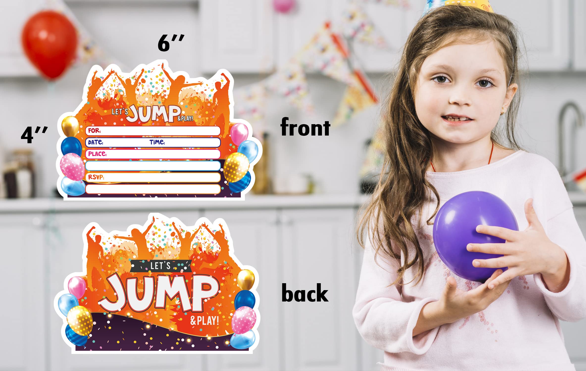 shupai Jump Birthday Invitations(30 Invitation + 30 Envelopes), Jump Birthday Party Supplies, Jump Party, Jump Party Decorations, Kids Birthday Invitations-027