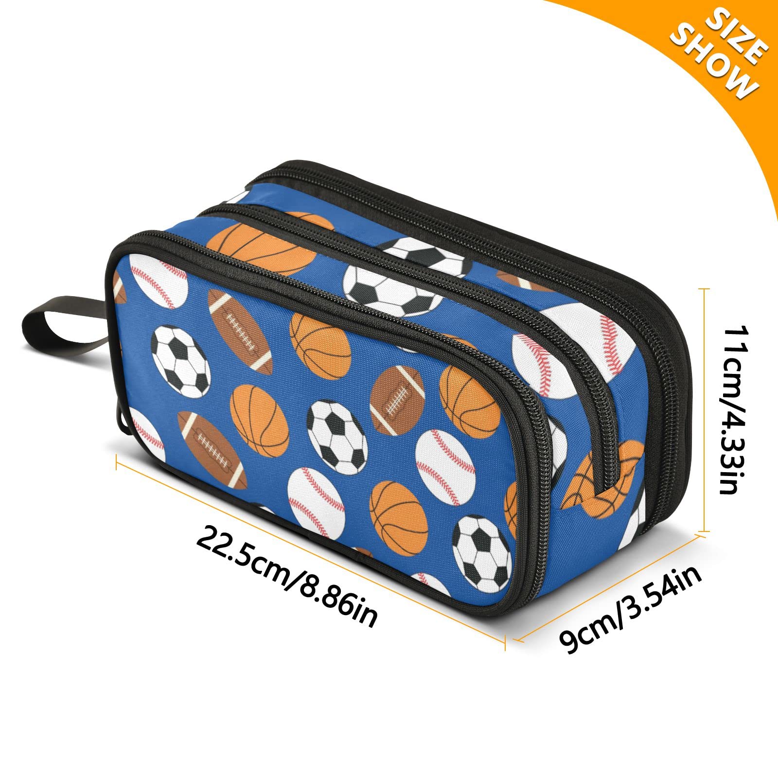 J JOYSAY Sports Football Baseball Basketball Soccer Pencil Case Large Big Capacity Pencil Bag for Girls Boys Pen Bag Stationery Pouch Zipper for College Students School Office