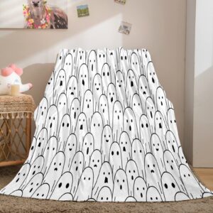 merryword ghost halloween blanket cute halloween blanket white ghost pattern halloween throw blanket soft lightweight blanket for bedroom couch sofa (throw(50"x60"), ghost)