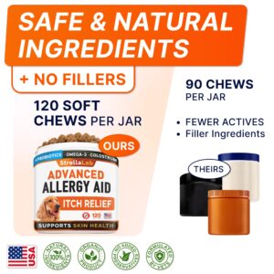 StrellaLab Dog Allergy Relief & Anti Itch Support Chews w/Omega 3: Real Ingredients, Real Taste! Skin & Coat Immune Supplement w/Fish Oil, Pumpkin & Enzymes — Developed by Experts - Made in USA -120Ct