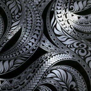 Gray Swirly Tribal Hawaiian Print Fabric 100% Cotton Sold by The Yard