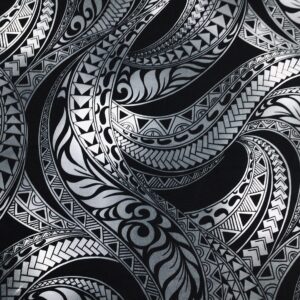 Gray Swirly Tribal Hawaiian Print Fabric 100% Cotton Sold by The Yard