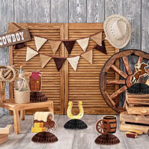 9 Pcs Western Cowboy Honeycomb Centerpieces Wild Western Party Decorations West Cowboy Party Favors for Kids Birthday Party Baby Shower