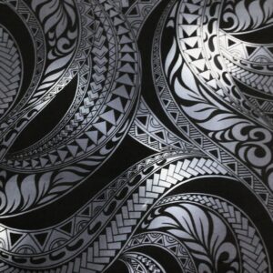 Gray Swirly Tribal Hawaiian Print Fabric 100% Cotton Sold by The Yard