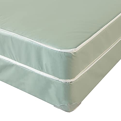 Mattress Comfort, 8-Inch Firm Double Sided Tight top Waterproof Vinyl Innerspring Mattress & 8" Wood Box Spring Set, King