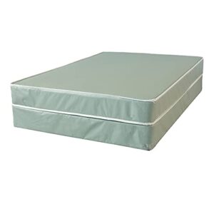 mattress comfort, 8-inch firm double sided tight top waterproof vinyl innerspring mattress & 8" wood box spring set, king