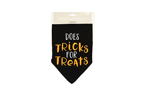 Pearhead Trick or Treat Bandana, Fall Holiday Dog Apparel, Halloween Dog Costume, Dog Slip On Collar Accessories, Small/Medium, S/M