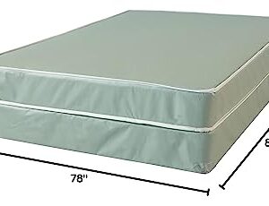 Mattress Comfort, 8-Inch Firm Double Sided Tight top Waterproof Vinyl Innerspring Mattress & 8" Wood Box Spring Set, King