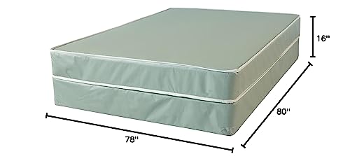 Mattress Comfort, 8-Inch Firm Double Sided Tight top Waterproof Vinyl Innerspring Mattress & 8" Wood Box Spring Set, King