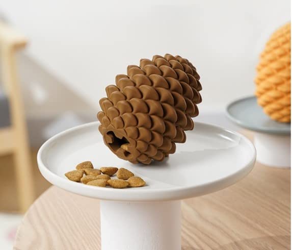 Mewajump Heavy Duty Pinecone Durable Natural Rubber Dental Teeth Cleaning Dog Feeder Chew Toy for Large and Medium Dogs- Insert Food or Treats Inside!