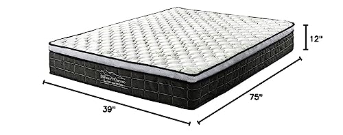 Swiss Ortho Sleep, 12" Inch Memory Foam and Innerspring Hybrid Medium-Firm Plush Mattress/Bed-in-a-Box/Pressure Relieving Bliss, Twin, White