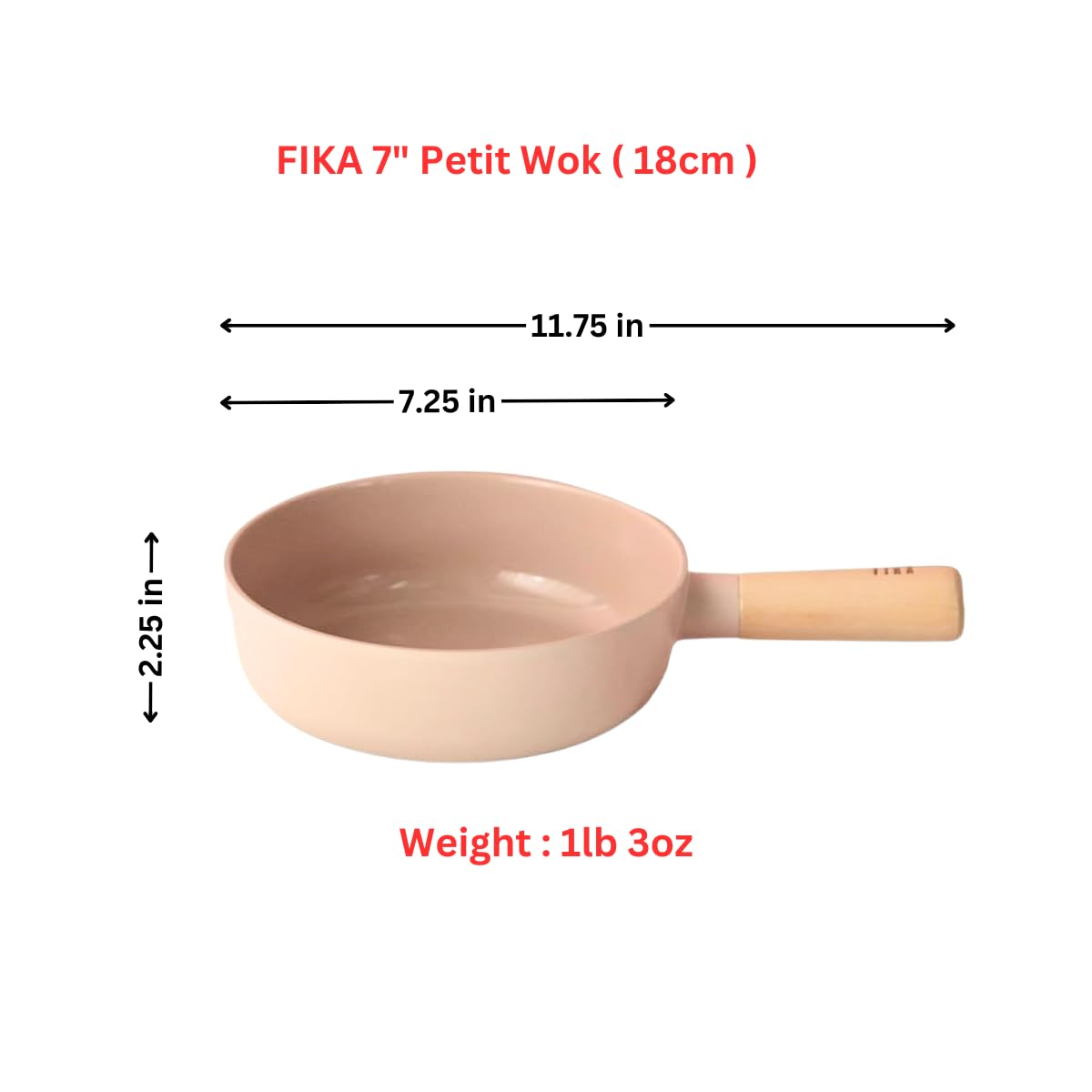 FIKA 7-Inch Stir Fry Mini Wok Pan with Wood Handle, Kitchen Nonstick Ceramic Coating Skillet, Induction Compatible Cookware, Healthy Cooking Omelet Pan, Made in Korea (18cm)