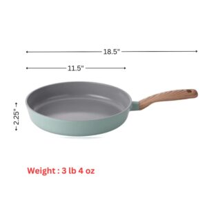 Kitchen Nonstick 11" Stir Frying Chef Pan with Bakelite Handle, Healthy Cooking Die-Cast Flat Bottem Multi Pan, Non-Stick Ceramic Coating Skillet, Induction Compatible Cookware, Made in Korea ( 28cm )