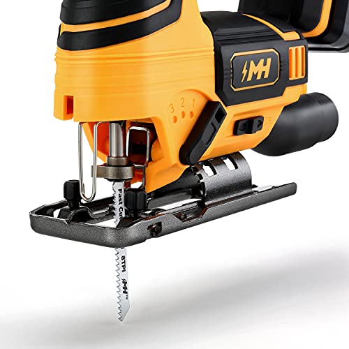 MOTORHEAD 20V ULTRA Cordless Jig Saw, Lithium-Ion, LED, Laser & Edge Guide, 0-45° Bevel.80” Stroke, 2700 SPM, Variable Speed, 2Ah Battery, Charger, Bag, 3 Blades, USA-Based (MH-03-JS-B1-0-2)