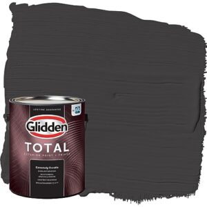 glidden total exterior paint & primer all-in-one, black magic/black, semi-gloss, 1 gallon