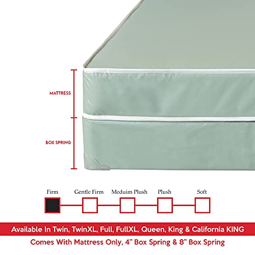 Mattress Comfort, 8-Inch Firm Double Sided Tight top Waterproof Vinyl Innerspring Mattress & 8" Wood Box Spring Set, King