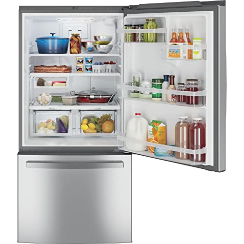 GE 24.8 cu. ft. Bottom Freezer Refrigerator in Fingerprint Resistant Stainless Steel Standard Depth ENERGY STAR