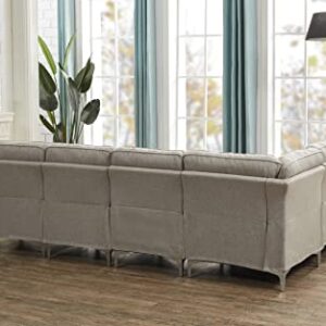 Legend Furniture Living-Room Sofa-Chaise Modular L-Shaped Flexible Combination Fabric Nailhead Trim Corner Sectional, 106" Wide, Grey