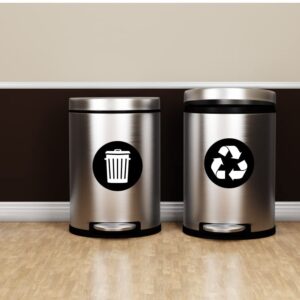 Recycle and Trash Magnetic Stickers Logo - for Metal or Plastic Garbage cans, and Bins - Indoor & Outdoor - Laminated and UV Protected Premium Decal 2567 (Black - Magnetic, Medium)