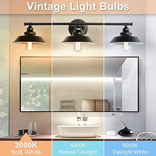 GOLSPARK Edison Bulbs 60 Watt Equivalent, E26 LED Bulb Soft White 3000K, 800LM, 6W 120V CRI85, E26 Base, ST58 Clear Vintage Light Bulbs for Living Room Dining Bathroom Vanity, Non-dimmable, 6 Pack