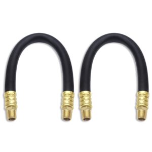 QWORK Air Compressor Hose, 3/8" X 15" Air Hose, 300 PSI Max Working Pressure, 1/4" Male NPT To 1/4" Male NPT Connections, 2 Pack