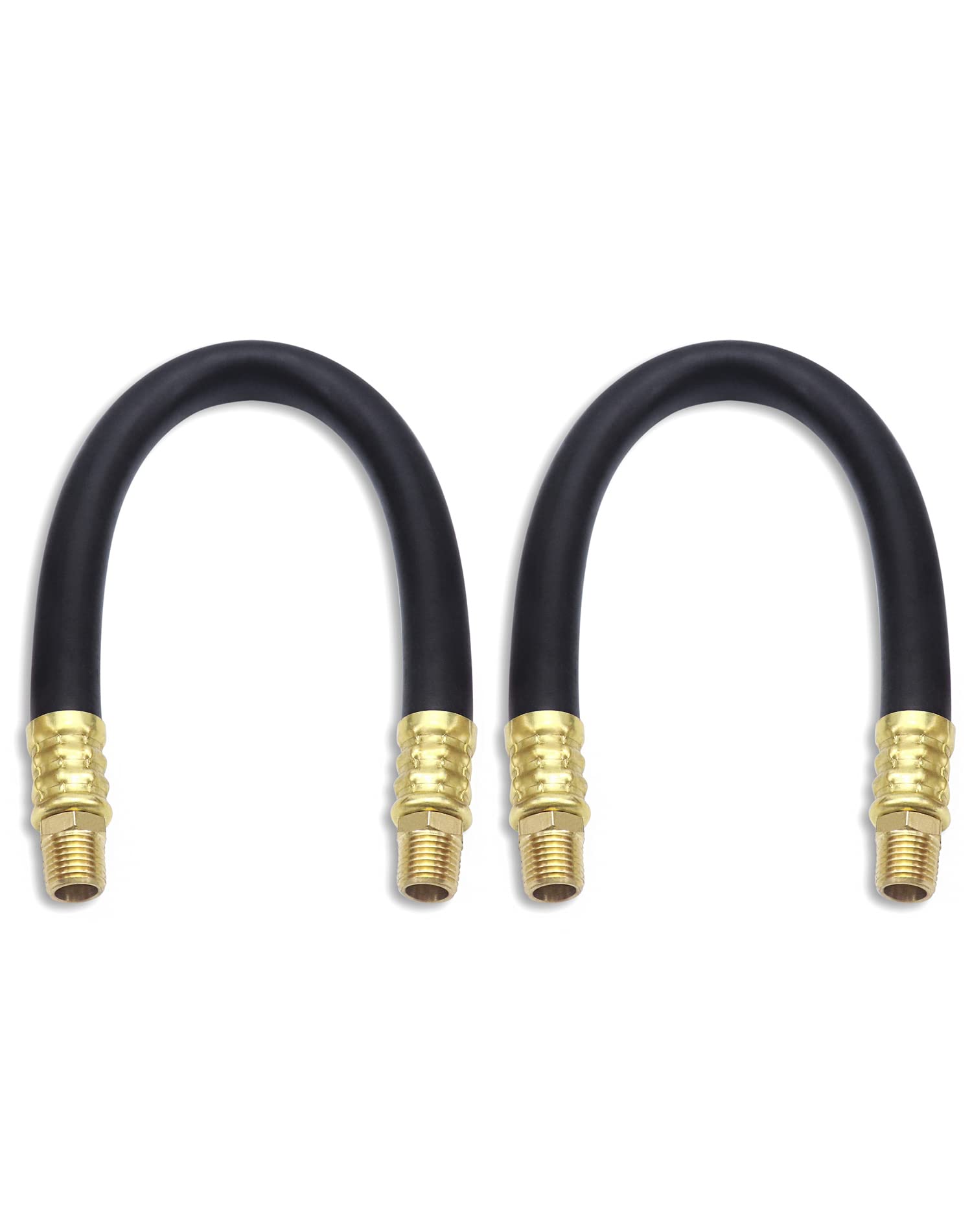 QWORK Air Compressor Hose, 3/8" X 15" Air Hose, 300 PSI Max Working Pressure, 1/4" Male NPT To 1/4" Male NPT Connections, 2 Pack