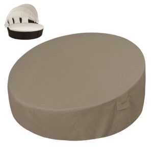 easy-going heavy duty 600d outdoor daybed cover 75 inch uv resistant patio round sofa cover waterproof outdoor canopy daybed sofa cover with air vent 75" dia x 35"/18" h, camel