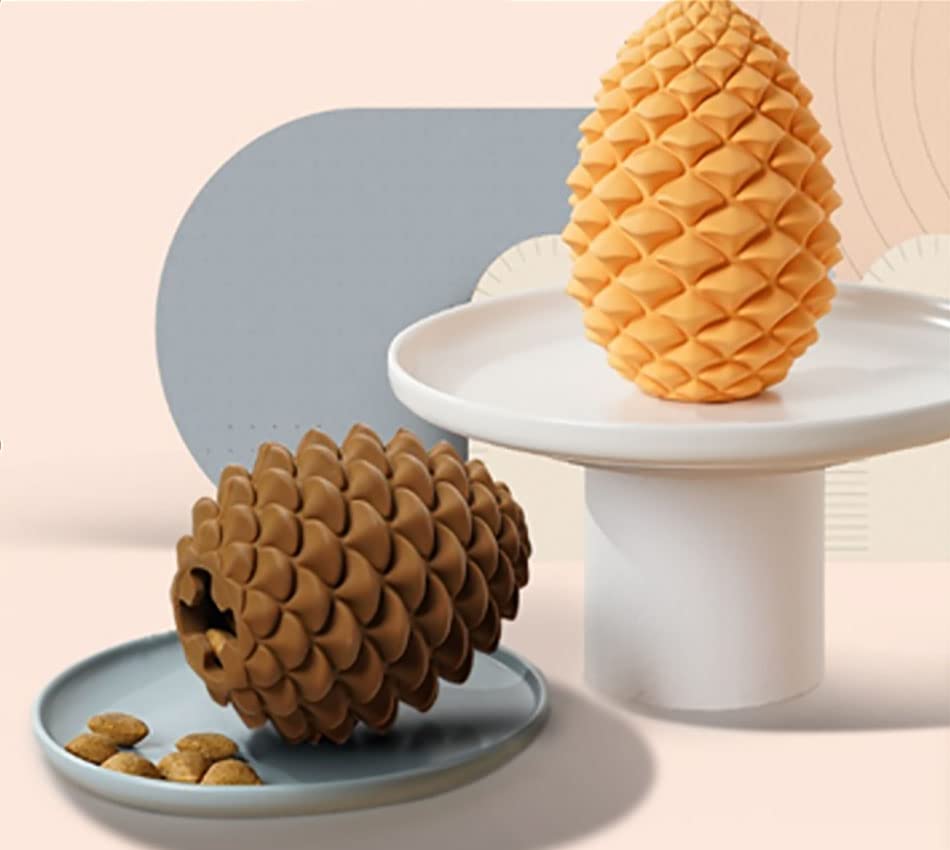 Mewajump Heavy Duty Pinecone Durable Natural Rubber Dental Teeth Cleaning Dog Feeder Chew Toy for Large and Medium Dogs- Insert Food or Treats Inside!