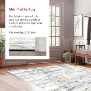 nuLOOM Aaliyah Abstract 5x8 Machine Washable Area Rug for Living Room Bedroom Dining Room Kitchen, Blue Multicolor/Ivory