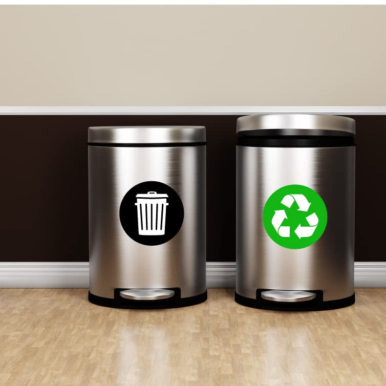 Recycle and Trash Magnetic Stickers Logo - for Metal or Plastic Garbage cans, and Bins - Indoor & Outdoor - Laminated and UV Protected Premium Decal 2567 (Green - Magnetic, Medium)