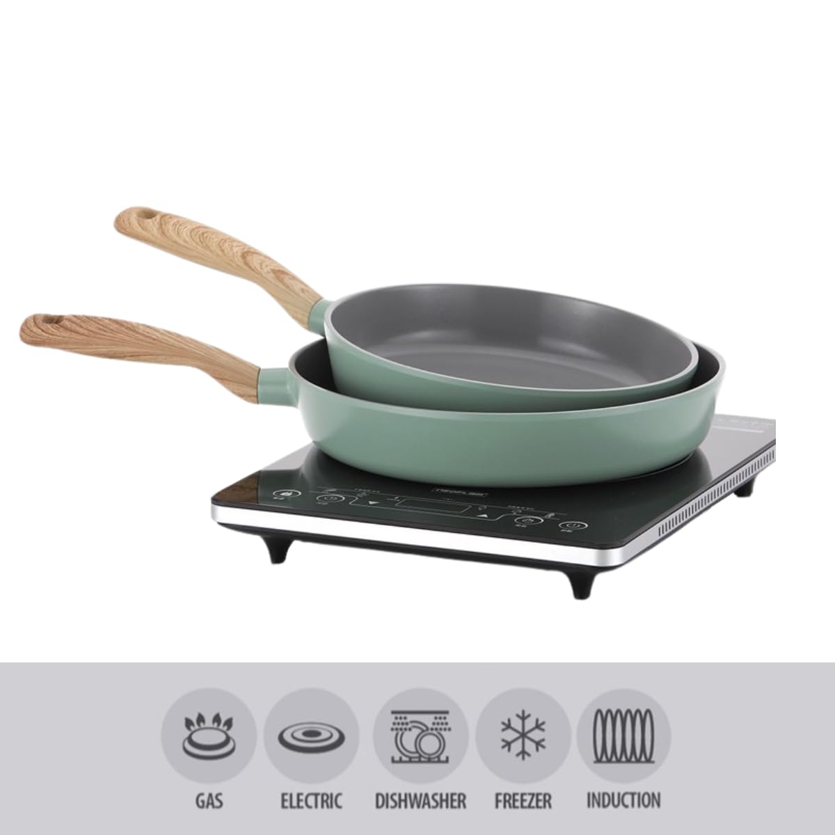 Kitchen Nonstick 11" Stir Frying Chef Pan with Bakelite Handle, Healthy Cooking Die-Cast Flat Bottem Multi Pan, Non-Stick Ceramic Coating Skillet, Induction Compatible Cookware, Made in Korea ( 28cm )