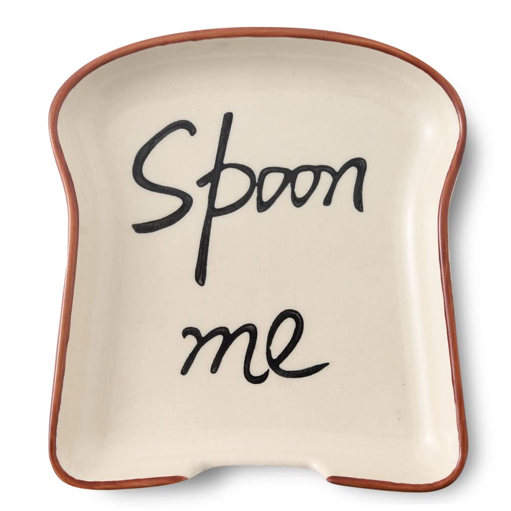 Misijuer Ceramic Stable Spoon Rest, Extra Large Spoon Holder for Kitchen Counter/Counter top/Stove Top, Dishwasher Safe, Cute Toast Kitchen Decor & Accessories, Spoon Me