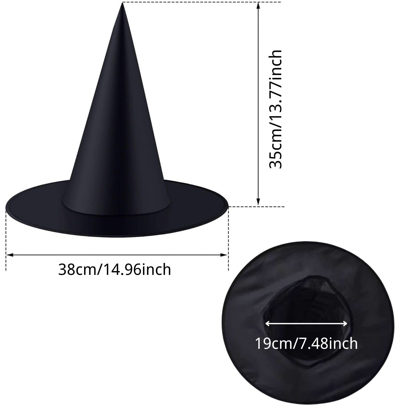 QUAAM 8 Pack Halloween Black Witch Hats,Halloween Christmas Party Cosplay Decoration Witch Hats Costume Accessories