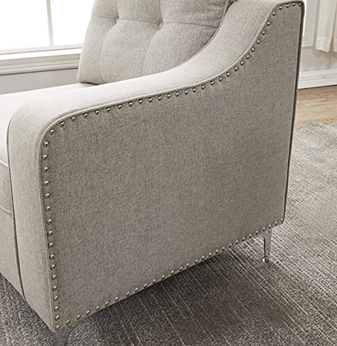 Legend Furniture Living-Room Sofa-Chaise Modular L-Shaped Flexible Combination Fabric Nailhead Trim Corner Sectional, 106" Wide, Grey