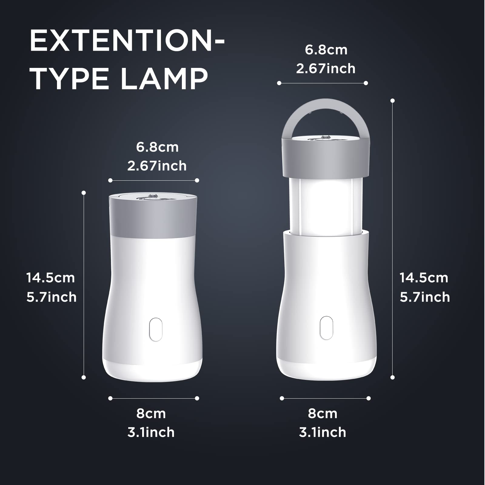 Portable Bright LED Spotlight with 3 Light Sources Eye-Friendly Table Light Rechargeable Night Light for Home & Emergency Hanging Tent Lantern with USB Port for Outdoor Adventures Christmas Gift