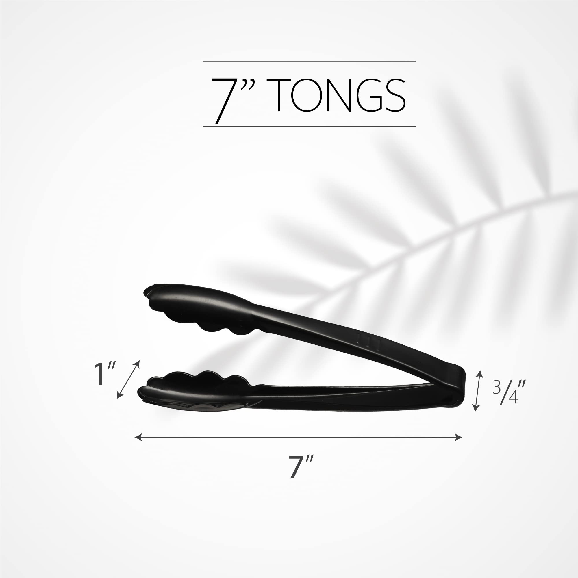 [Black Tongs 7.5'' Inches] Plasticpro 7.5'' Serving Tongs Heavy Duty Reusable Kitchen and BBQ Black Serving Tong for party's, Caterings, Events, Buffet, Weddings, And every Day use Pack of 12