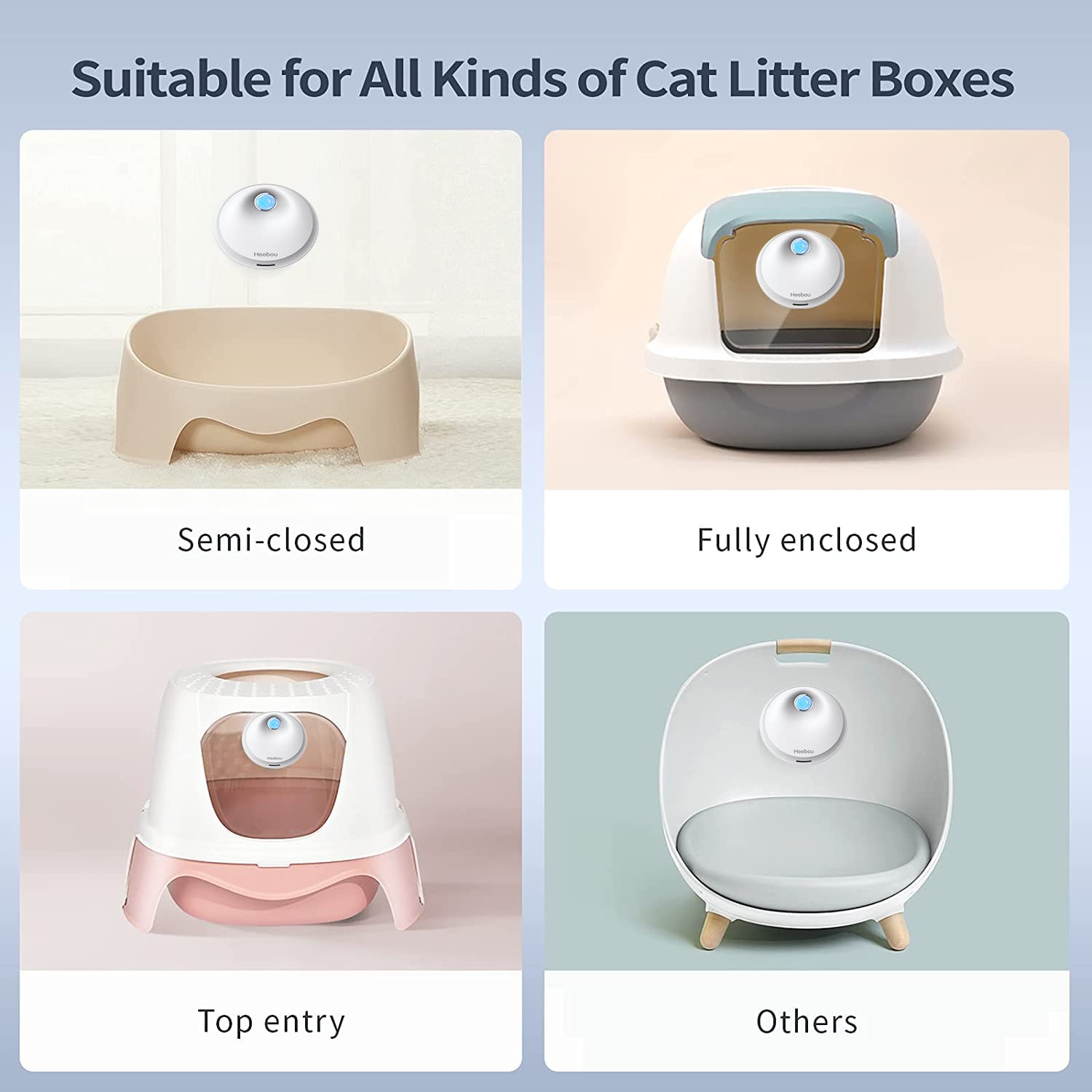 Heebou Cat Litter Deodorizer Smart Litter Box Odor Eliminator 99% Dust-Free for All Kinds of Cat Litter Box Pets Litter Box Room Wardrobe Shoe Cabinet Toilet