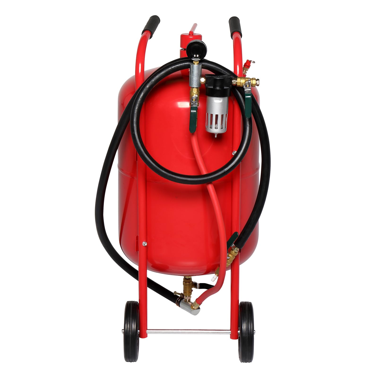 AutoForever 10 Gallon Sandblaster Air Sand Blaster Kit 65-125 PSI High Pressure Abrasive Blasting Tank w/6" Wheels Red