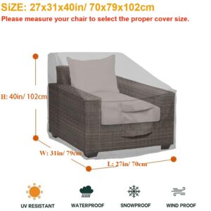 Patio Chair Cover Grey Skyour Outdoor Waterproof Heavy Duty Single Lounge Deep Chair Sofa Furniture Protector High Back Chairs Covers for Backyard Veranda Lawn Garden (2)