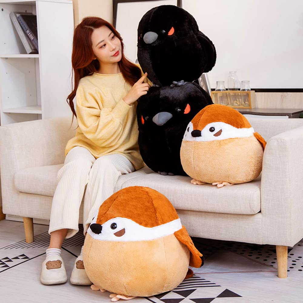 XIYUAN Sparrow Plush Toy 17.8inch Large Fat Bird Plushie Doll Cute Ball Soft Throw Pillow Funny Animal Form Plush Stuffed ToyCushion Kids and Adults Gift