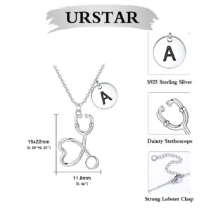 Nurse Gifts for Women, S925 Sterling Silver Initial Letter Stethoscope Necklace Gifts for Nurses Week Gifts Medical Assistant RN Gifts for Nurses Nurse Graduation Gifts for Medical Students Doctor (B)