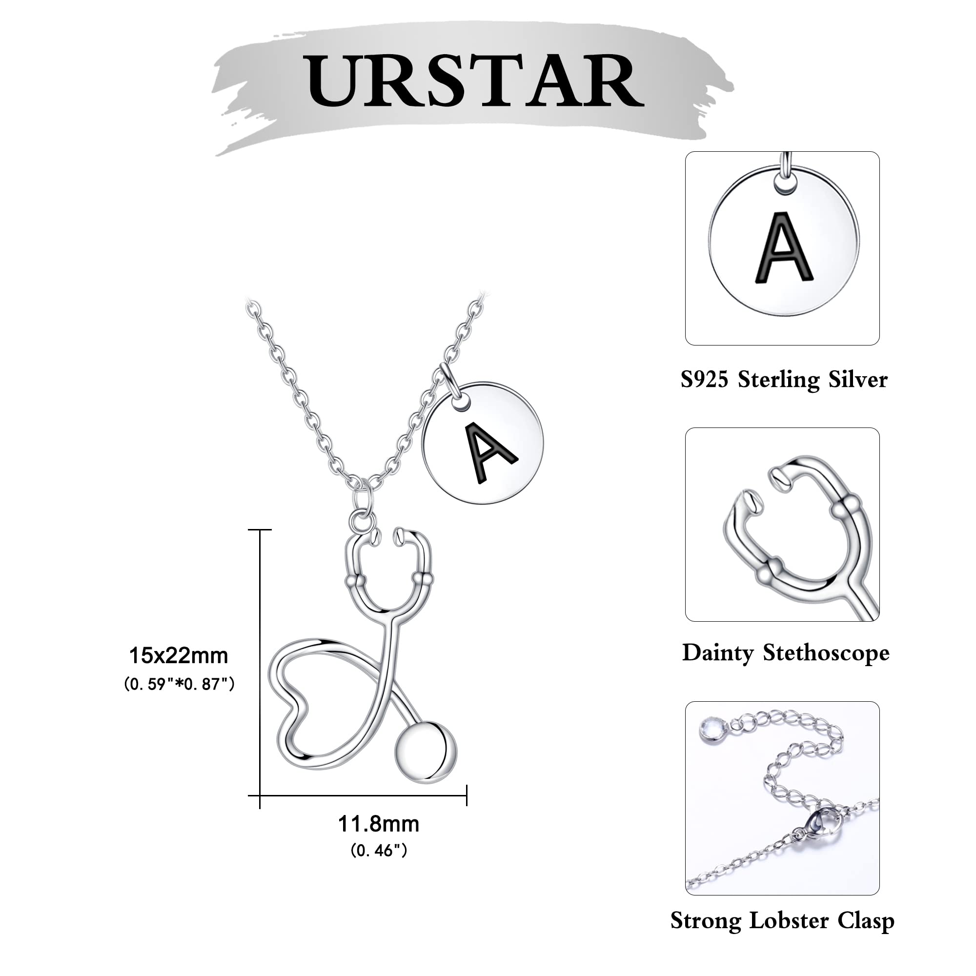 Nurse Gifts for Women, S925 Sterling Silver Initial Letter Stethoscope Necklace Gifts for Nurses Week Gifts Medical Assistant RN Gifts for Nurses Nurse Graduation Gifts for Medical Students Doctor (B)