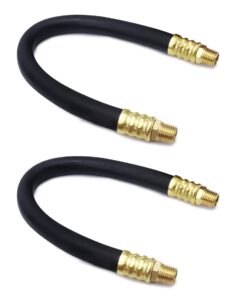 qwork air compressor hose, 3/8" x 15" air hose, 300 psi max working pressure, 1/4" male npt to 1/4" male npt connections, 2 pack