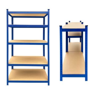 Bowoshen Storage Shelves 5-Tier 59in Height Garage Shelving Unit Rack Metal Shelf Heavy Duty 386lb Load per Tier, Adjustable Utility Shelves for Garage, Warehouse, Living Room, Office (59" Blue)