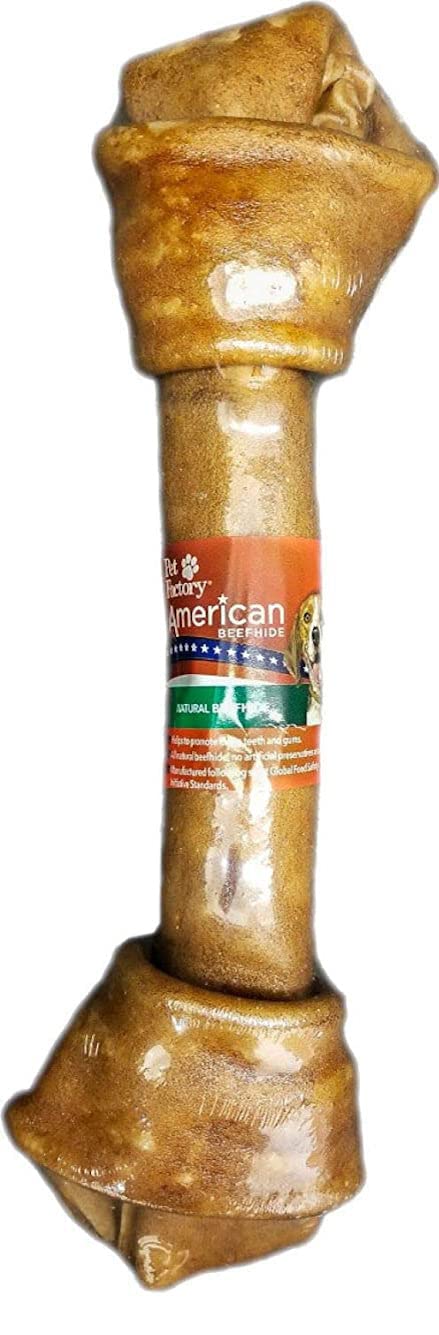 Pet Factory American Beefhide 12" Knotted Bone Dog Chew Treat - Chicken Flavor, 1 Count/1 Pack