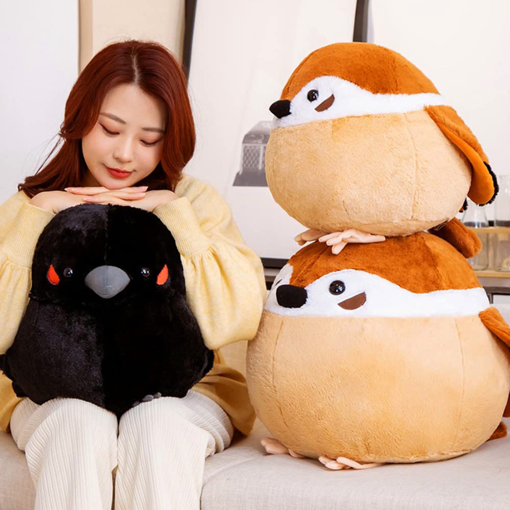 XIYUAN Sparrow Plush Toy 17.8inch Large Fat Bird Plushie Doll Cute Ball Soft Throw Pillow Funny Animal Form Plush Stuffed ToyCushion Kids and Adults Gift