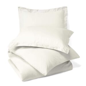 400 Thread Count Off White Super Queen Size Duvet Cover Set, 3 Piece Double Brushed Cotton Duvet Cover with Button Closure, 1 Super Queen Duvet Cover (90 x 98) inches and 2 Pillow Shams