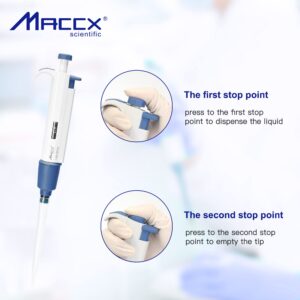 Maccx 1000-5000μl MicroPipette, Single-Channel Pipettor, High Accurate Calibrated Pipettes，Adjustable Volume,TMP5K-001