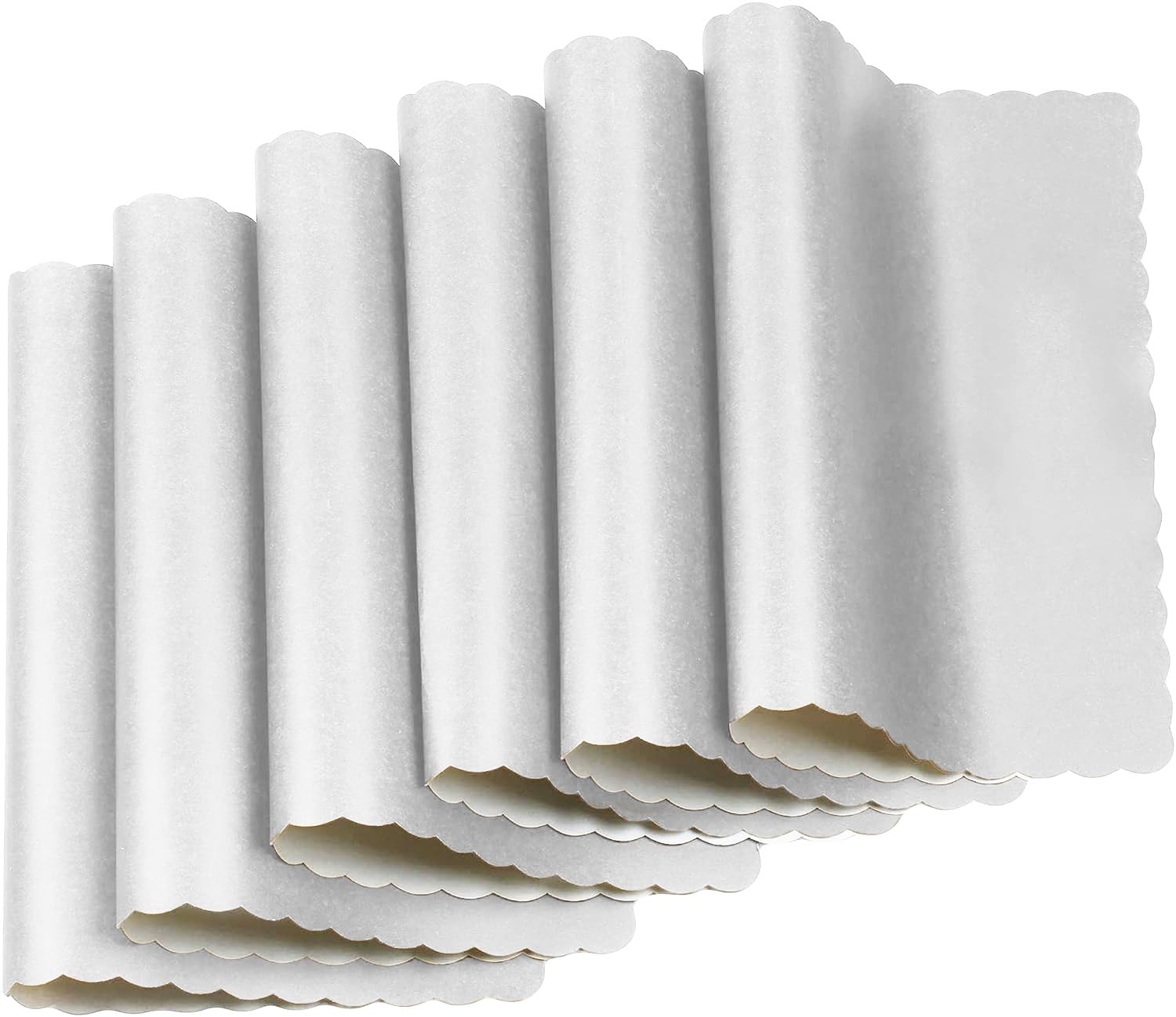 Paper Placemats - Disposable - Scalloped Edge (White, 100)